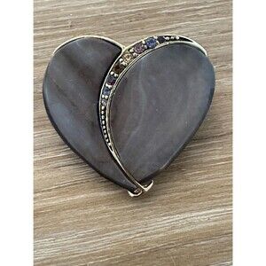 Vintage Monet Heart Stone Brooch signed